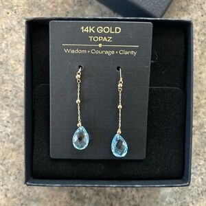 14K Gold Topaz Drop Earrings